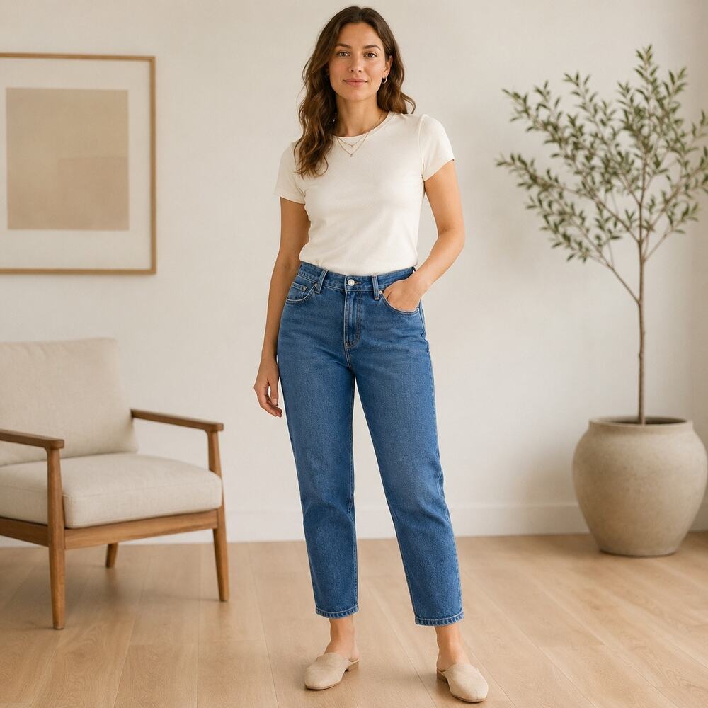 NWT ASKET The Standard Jeans Curvier 29/30 Stone Wash Organic Cotton Italy